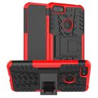 For Motorola E6 Play Tire Texture Shockproof TPU+PC Protective Case with Holder(Red) - 1