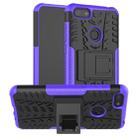 For Motorola E6 Play Tire Texture Shockproof TPU+PC Protective Case with Holder(Purple) - 1