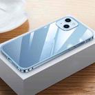 For iPhone 14 Plus Metal Frame HD Transparent Phone Case (Sierra Blue) - 1