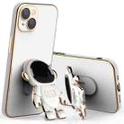 For iPhone 13 Pro Plating Astronaut Holder Phone Case with Lens Film (White) - 1