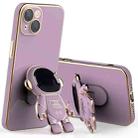 For iPhone 13 Pro Plating Astronaut Holder Phone Case with Lens Film (Purple) - 1