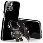 For iPhone 13 Plating Astronaut Holder Phone Case with Lens Film(Black) - 1