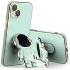 For iPhone 13 mini Plating Astronaut Holder Phone Case with Lens Film (Matcha Green) - 1