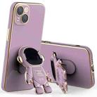 For iPhone 13 mini Plating Astronaut Holder Phone Case with Lens Film (Purple) - 1