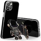 For iPhone 12 Pro Plating Astronaut Holder Phone Case with Lens Film(Black) - 1