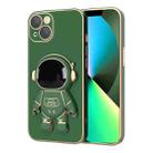 For iPhone 12 Plating Astronaut Holder Phone Case with Lens Film(Alpine Green) - 1