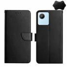 For OPPO Realme C30 Genuine Leather Fingerprint-proof Flip Phone Case(Black) - 1