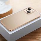 For iPhone 14 Plus Frosted Phone Case with Lens Protection (Gold) - 1