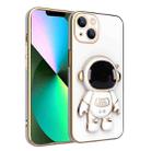 For iPhone 13 Pro Max Plating Astronaut Holder Phone Case (White) - 1