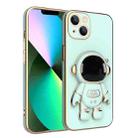 For iPhone 13 Pro Plating Astronaut Holder Phone Case (Matcha Green) - 1