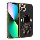 For iPhone 13 Pro Plating Astronaut Holder Phone Case (Black) - 1