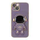 For iPhone 13 Pro Plating Astronaut Holder Phone Case (Lavender Purple) - 1