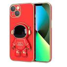 For iPhone 13 Pro Plating Astronaut Holder Phone Case (Red) - 1