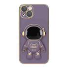 For iPhone 13 Plating Astronaut Holder Phone Case (Lavender Purple) - 1