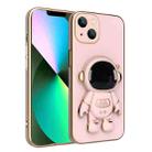 For iPhone 12 Pro Plating Astronaut Holder Phone Case(Pink) - 1