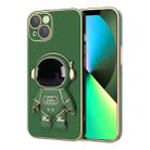 For iPhone 12 Pro Plating Astronaut Holder Phone Case (Dark Green) - 1
