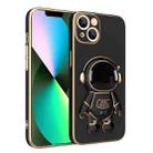 For iPhone 12 Plating Astronaut Holder Phone Case(Black) - 1