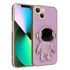 For iPhone 12 mini Plating Astronaut Holder Phone Case (Purple) - 1