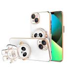 For iPhone 13 Emoji Astronaut Holder Phone Case with Lens Film(White) - 1