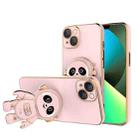 For iPhone 13 mini Emoji Astronaut Holder Phone Case with Lens Film (Pink) - 1