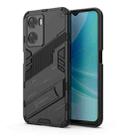 For OPPO A57 4G Global Punk Armor 2 in 1 PC + TPU Shockproof Phone Case with Invisible Holder(Black) - 1