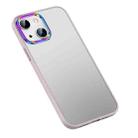 For iPhone 14 Colorful Metal Lens Ring Matte PC + TPU Phone Case (Pink) - 1