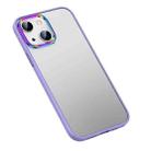 For iPhone 14 Colorful Metal Lens Ring Matte PC + TPU Phone Case (Purple) - 1