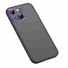 For iPhone 14 Plus Colorful Metal Lens Ring Matte PC + TPU Phone Case (Black) - 1