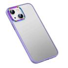 For iPhone 14 Plus Colorful Metal Lens Ring Matte PC + TPU Phone Case (Purple) - 1