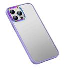 For iPhone 14 Pro Max Colorful Metal Lens Ring Matte PC + TPU Phone Case (Purple) - 1