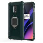 For OnePlus 7 / 6T Carbon Fiber Protective Case with 360 Degree Rotating Ring Holder(Green) - 1