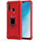 For Vivo Y5S Carbon Fiber Protective Case with 360 Degree Rotating Ring Holder(Red) - 1