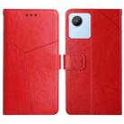 For OPPO Realme C30 HT01 Y-shaped Pattern Flip Leather Phone Case(Red) - 1