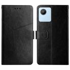 For OPPO Realme C30 HT01 Y-shaped Pattern Flip Leather Phone Case(Black) - 1