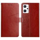 For OPPO Reno7 A HT01 Y-shaped Pattern Flip Leather Phone Case(Brown) - 1