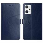 For OPPO Reno7 A HT01 Y-shaped Pattern Flip Leather Phone Case(Blue) - 1