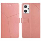 For OPPO Reno7 A HT01 Y-shaped Pattern Flip Leather Phone Case(Pink) - 1