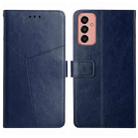 For Samsung Galaxy M13 HT01 Y-shaped Pattern Flip Leather Phone Case(Blue) - 1
