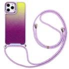Lanyard Gradient Phone Case For iPhone 12 Pro(Yellow Purple) - 1