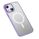 For iPhone 14 MagSafe Colorful Metal Lens Ring Matte PC + TPU Phone Case (Purple) - 1