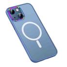 For iPhone 14 MagSafe Colorful Metal Lens Ring Matte PC + TPU Phone Case (Blue) - 1