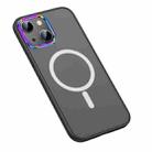 For iPhone 14 Plus MagSafe Colorful Metal Lens Ring Matte PC + TPU Phone Case (Black) - 1