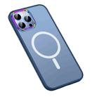 For iPhone 14 Pro MagSafe Colorful Metal Lens Ring Matte PC + TPU Phone Case(Dark Blue) - 1