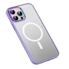 For iPhone 14 Pro MagSafe Colorful Metal Lens Ring Matte PC + TPU Phone Case(Purple) - 1