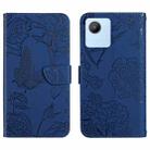 For OPPO Realme C30 HT03 Skin Feel Butterfly Embossed Flip Leather Phone Case(Blue) - 1