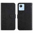 For OPPO Realme C30 HT03 Skin Feel Butterfly Embossed Flip Leather Phone Case(Black) - 1