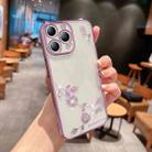 For iPhone 14 Pro Max Rose Pattern Electroplating Silicone Phone Case (Purple) - 1