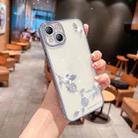 For iPhone 14 Rose Pattern Electroplating Silicone Phone Case (Sierra Blue) - 1
