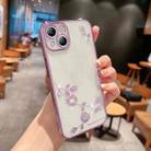 For iPhone 13 Rose Pattern Electroplating Silicone Phone Case(Purple) - 1