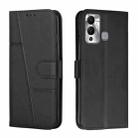 For Infinix Hot 12 Play Stitching Calf Texture Buckle Leather Phone Case(Black) - 1